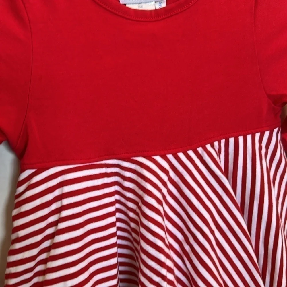 Just Blanks Valentines Red & White Striped Ruffled Twirl Dress Size 2 EUC